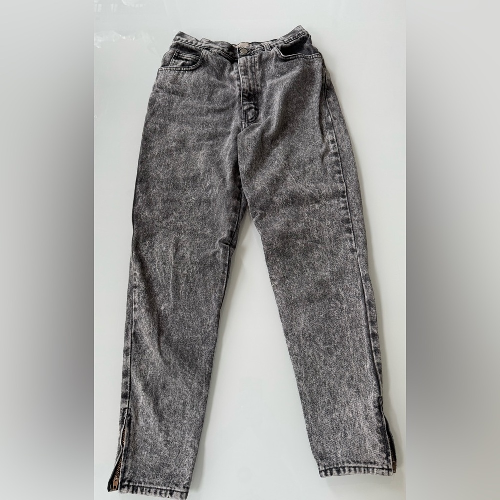 Bonjour Paris Vintage Gray Acid Wash Skinny Jeans Ankle Zip Size 8